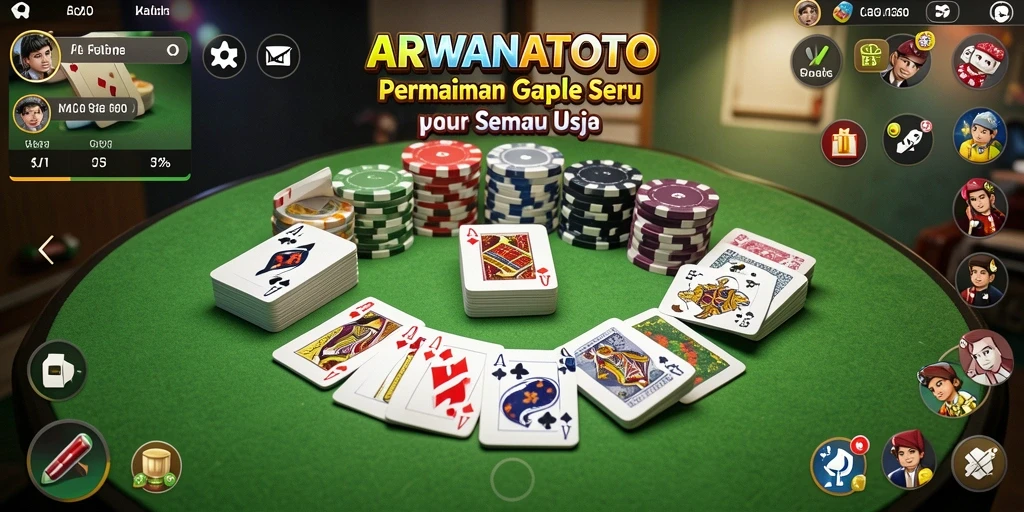 Screenshot gameplay ARWANATOTO dengan suasana permainan Gaple yang seru.