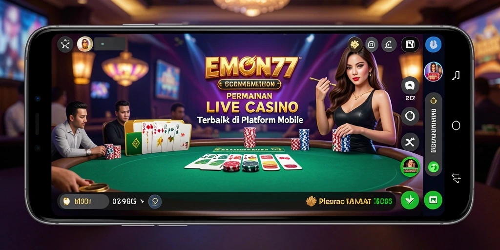 Tampilan gameplay Live Casino yang menegangkan di EMON77.